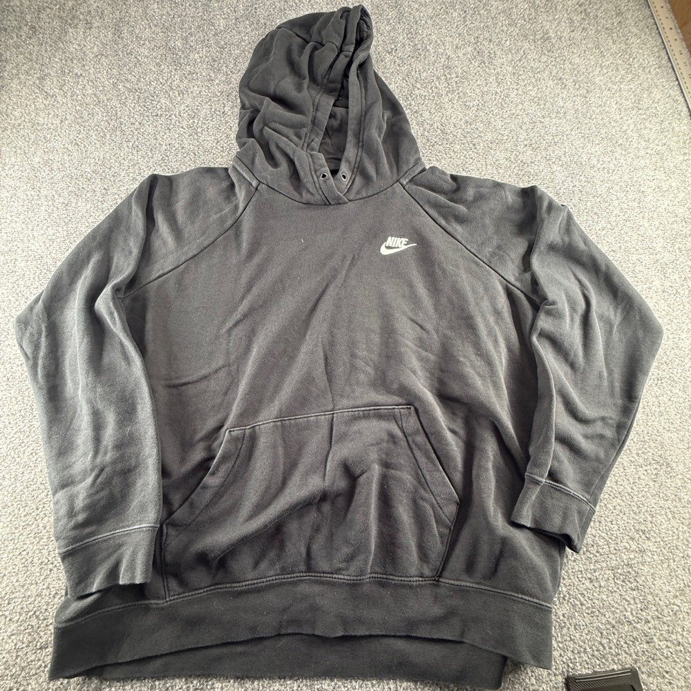 Nike Mens Sportswear Essential Pullover Hoodie Black XL Raglan Sleeve Logo